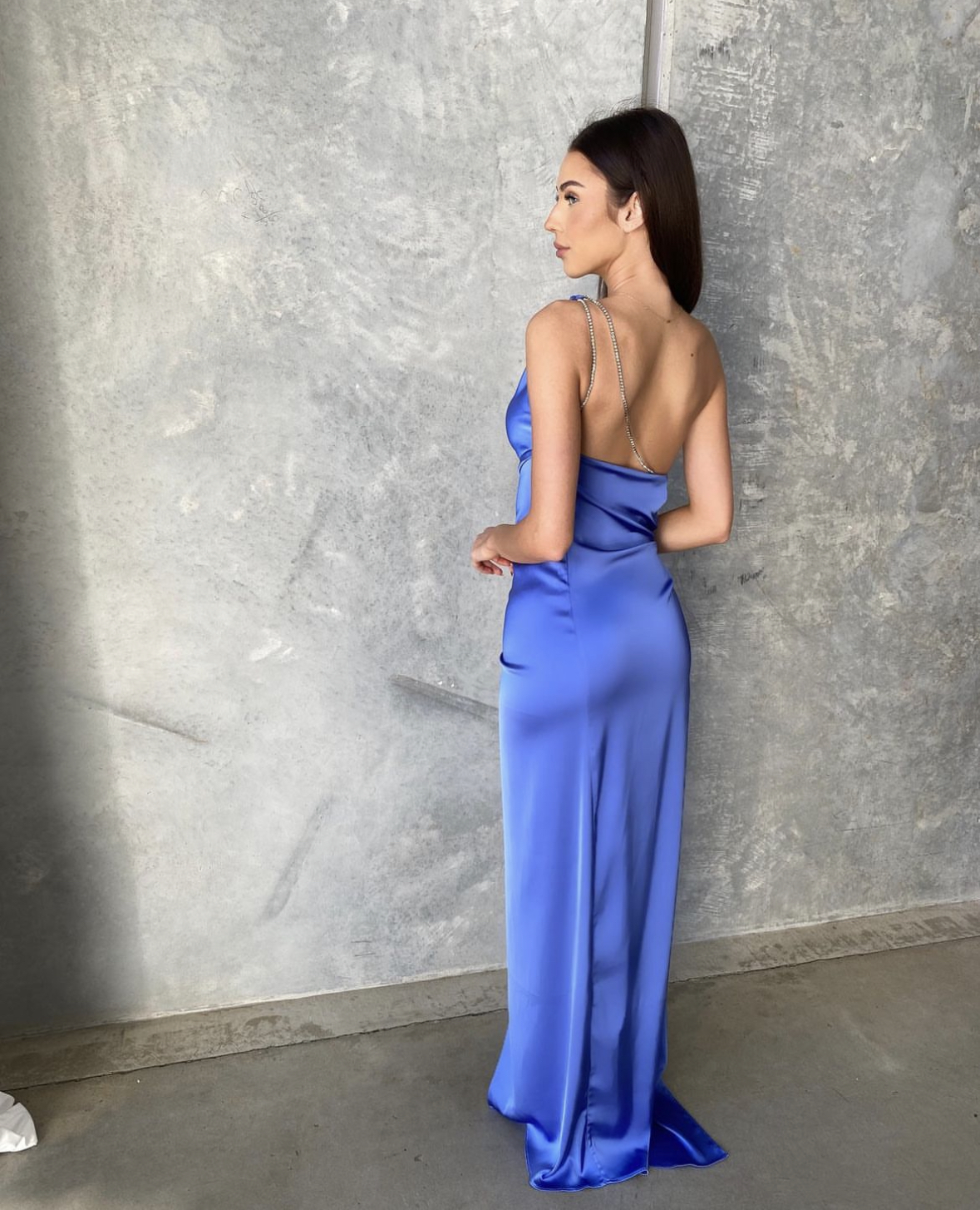 Hire Lexi Clothing Samira Pacific Blue Diamante Strap Dress.