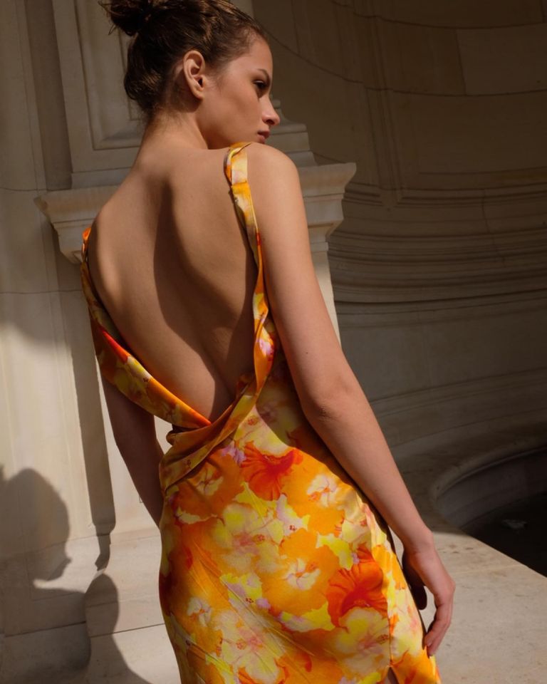 193-Mirae Paris Thea Orange Dress Media 06