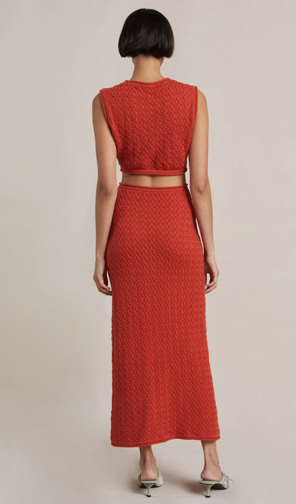 208-effie knit cut out maxi dress cherry au 8 red