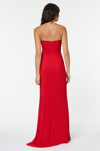Manning Cartell Asymmetrical Games Strapless Gown for hire. Strapless one shoulder gown with side split.