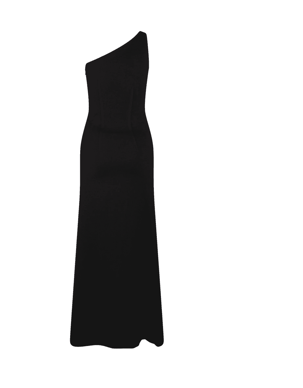 Black one shoulder midi dress for rent.