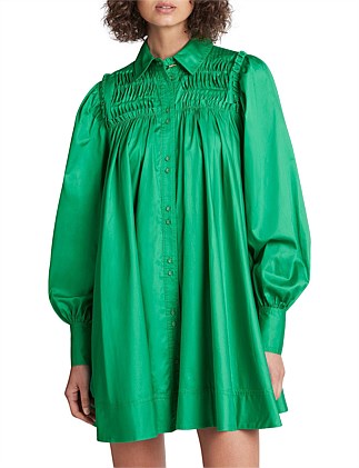 575-TIDAL TUCKED SMOCK MINI DRESS