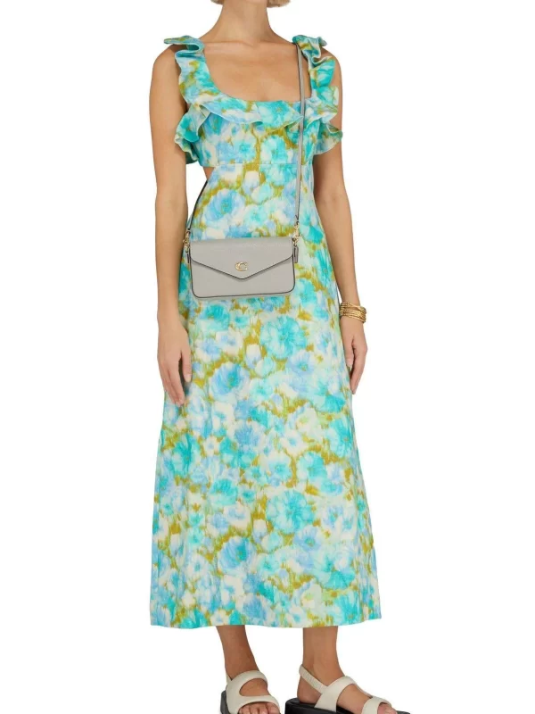 Zimmermann High Tide Open-Back Ruffled Floral-Print Linen Midi Dress
