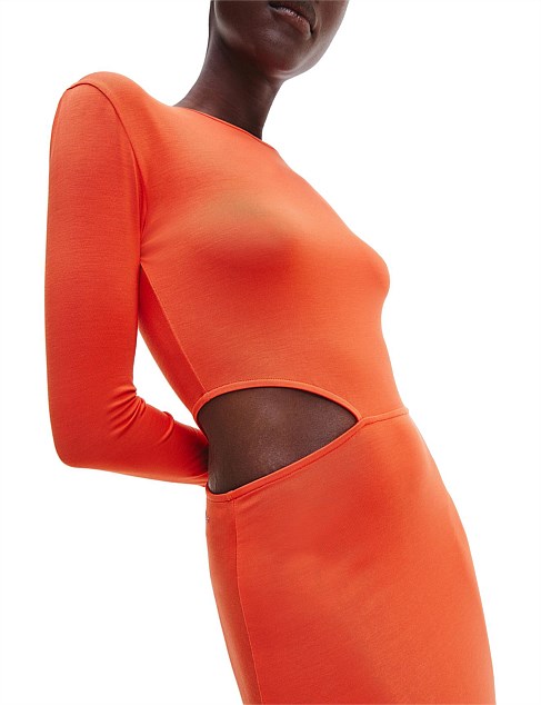 Calvin Klein Lyocell Jersey Cut Out Dress for hire.