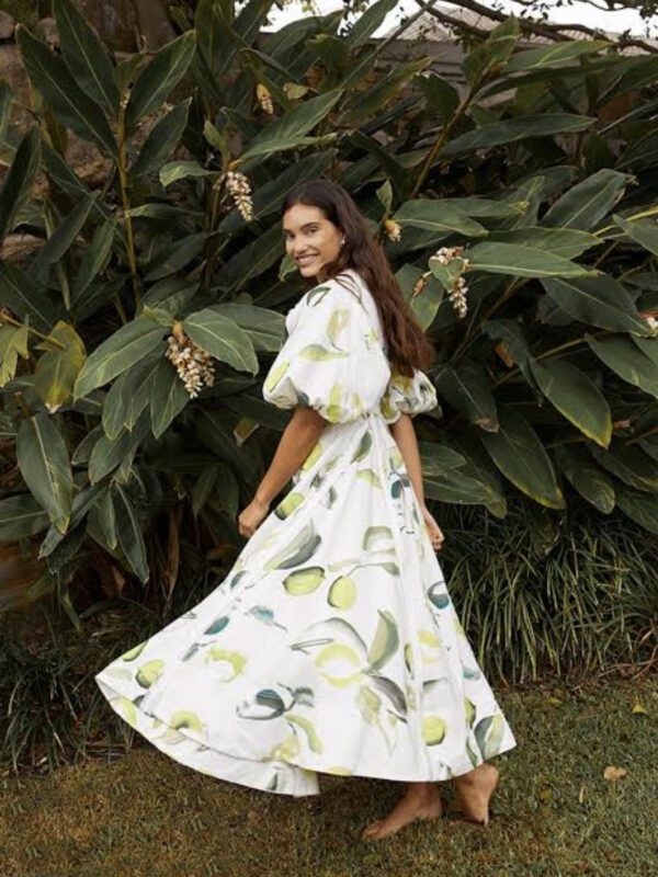 Aje Zest Midi Dress in Tropical Lime Print for hire.