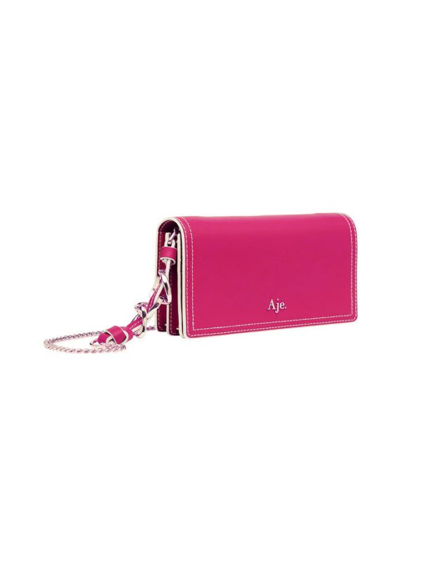 Aje Roux Chain Clutch Bag in Fuschia Pink for hire.