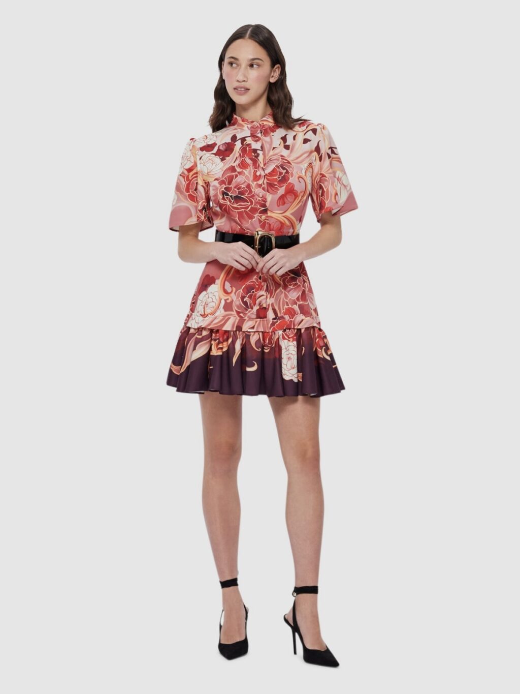 Leo Lin Beatrice Short Sleeve Mini Dress for hire.