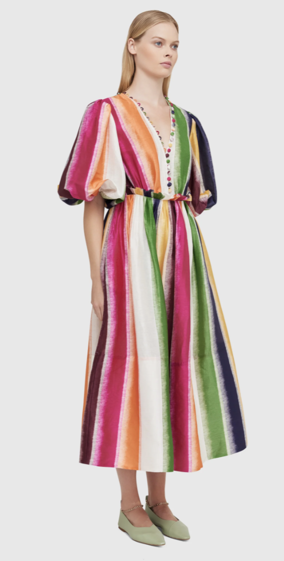 Leo Lin Fortune Stripe Midi Dress for rent