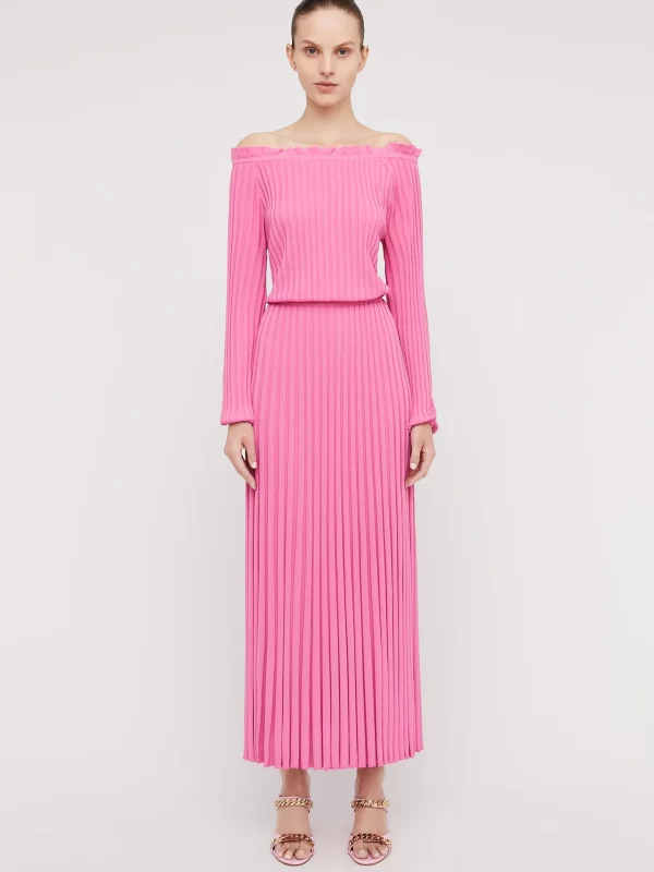 Scanlan Theodore Pleated Rib Cold Shoulder Dress for hire