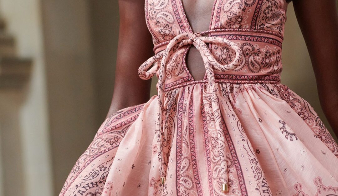 Zimmermann Matchmaker Structured Mini Dress in Pink Bandana Rent a Dress