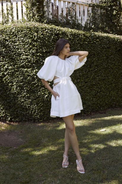 Buy Summer Somewhere Sydney White Puff Sleeves Mini Dress online