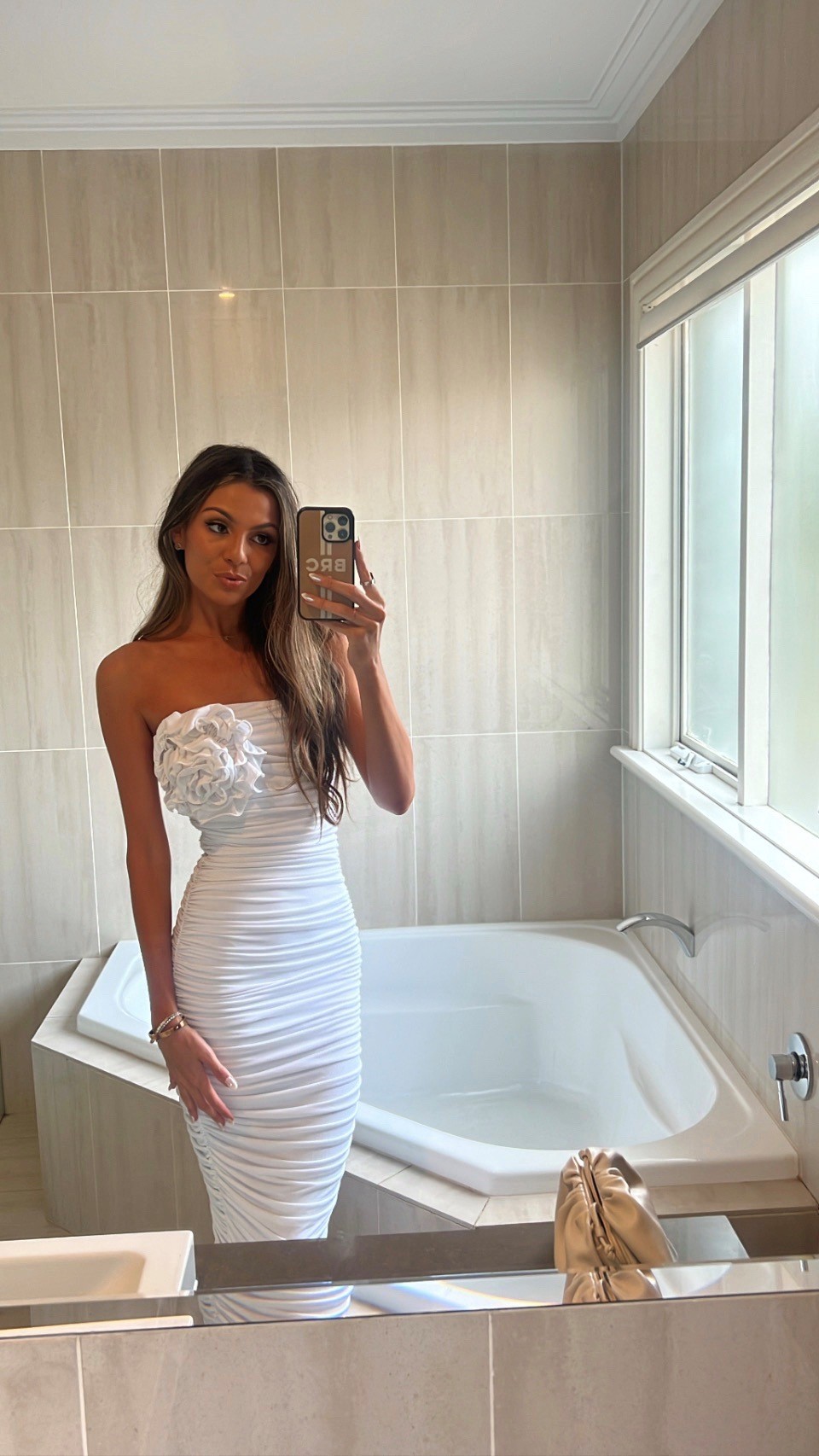 Tight white midi dress sales