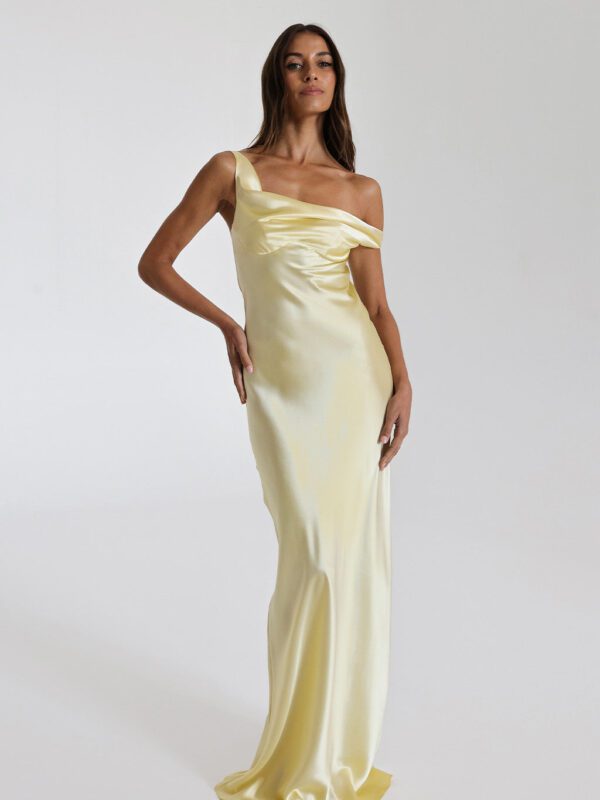 Natalie Rolt Monika Gown in Lemon for hire or rent