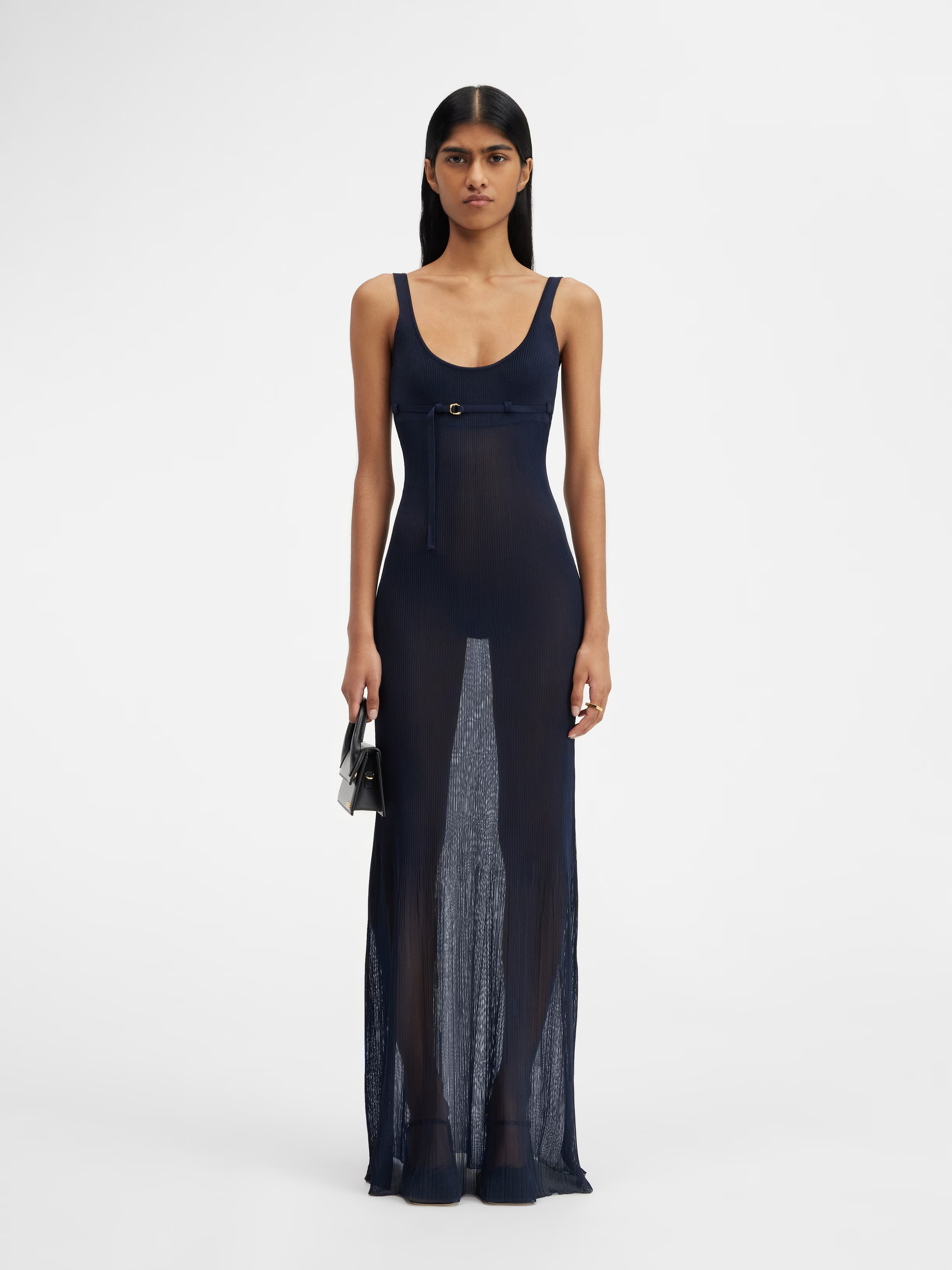 Jacquemus La Robe Maille Belted Long Knit Dress Rent a Dress