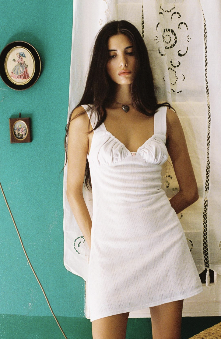 With Jean Cher Dress White Pointelle Rent a Dress